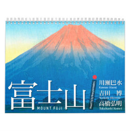 Twaalf gezichten op Mt. Fuji in Japanse houtblockk Kalender