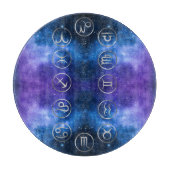 Twaalf Grijze Dierenriem Symbolen op blauw sterren Snijplank (Voorkant)