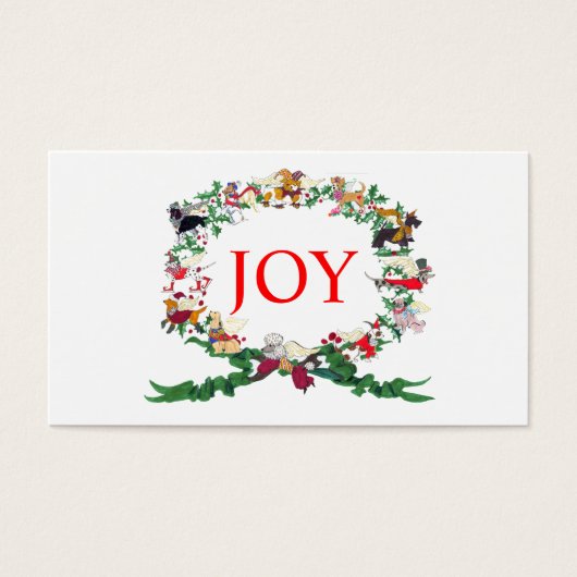 Twaalf honden met kerstcadeau-Label Visitekaartje (Voorkant)
