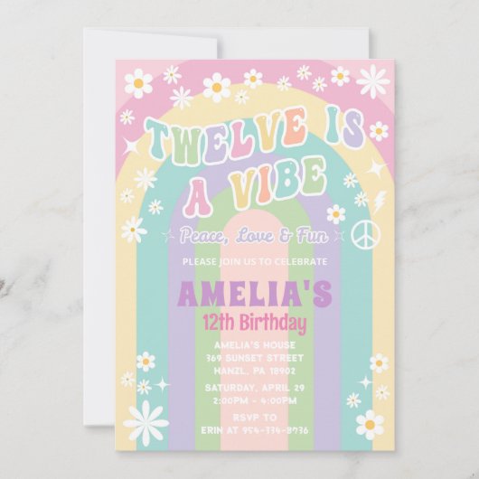 Twaalf is een vibe verjaardag uitnodiging (Voorkant)
