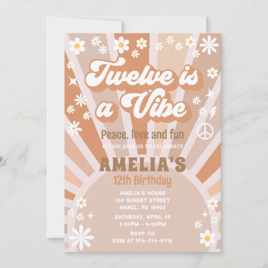 Twaalf is een vibe verjaardag uitnodiging (Voorkant)