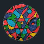 Twaalf Israëlische stammen - Dartbord<br><div class="desc">De oorspronkelijke kunst werd gemaakt met olieverf in prachtige getextureerde patronen op een 30inx40in canvas. Dit stuk was geïnspireerd door de schoonheid en diversiteit van de "Twelves Tribes of Israel" die verspreid waren over de hele wereld en de Star van David die ons allemaal verenigt.</div>