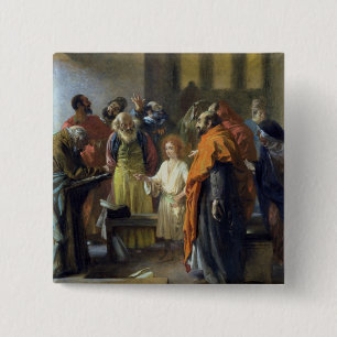 Twaalf-jarige Jezus in de tempel, 1851 Vierkante Button 5,1 Cm