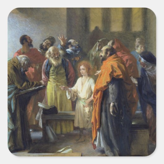 Twaalf-jarige Jezus in de tempel, 1851 Vierkante Sticker (Voorkant)