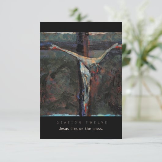 Twaalf, Jezus sterft aan de kruis, Kaart Prayer (Staand voorkant)