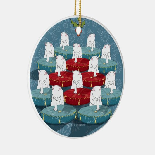 Twaalf katten drummen... keramisch ornament (Rechts)