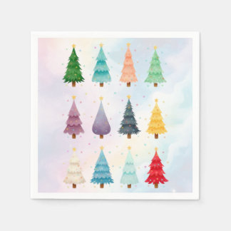 Twaalf Kerstbomen: Watercolor Kerstprint Servet