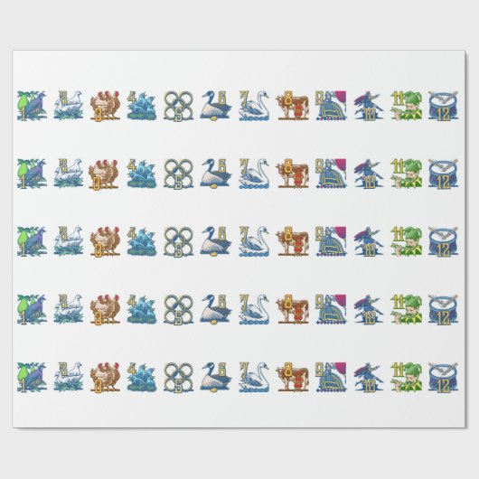 Twaalf kerstdagen cadeaupapier (Vlak)