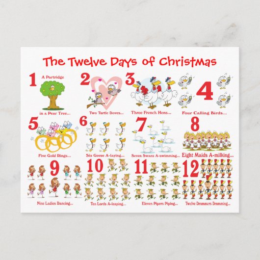 Twaalf kerstdagen feestdagenkaart (Voorkant)