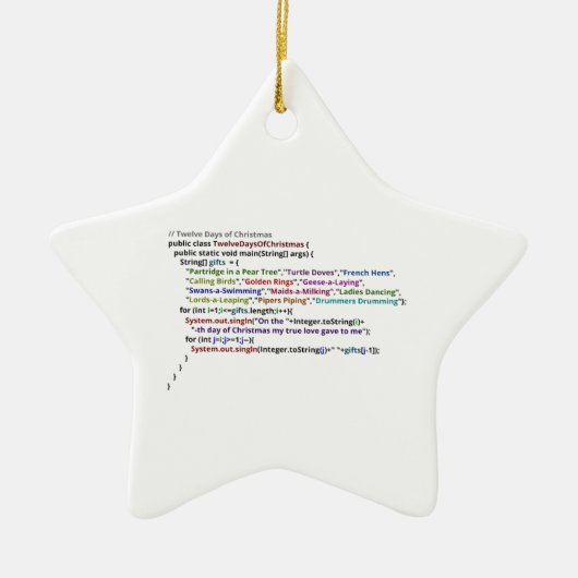 Twaalf kerstdagen in Java en Python Keramisch Ornament (Voorkant)