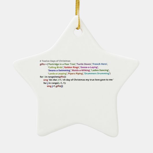 Twaalf kerstdagen in Java en Python Keramisch Ornament (Achterkant)