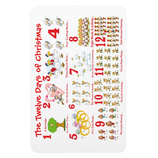 Twaalf kerstdagen magneet (Verticaal)
