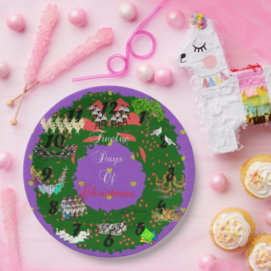 Twaalf kerstdagen papieren bordje (Feest)