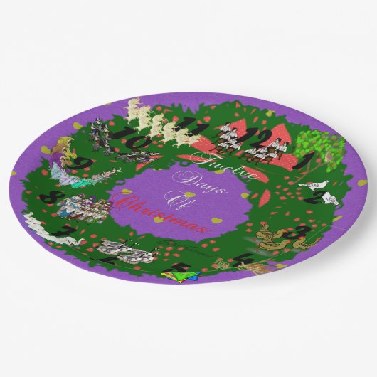 Twaalf kerstdagen papieren bordje (Gekanteld)