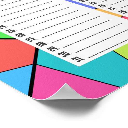 Twaalf kleuren - Aangepast, permanent verjaardagsk Poster (Hoek)