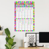 Twaalf Kleuren Aangepaste Eeuwigdurende Verjaardag Poster (Thuiskantoor)