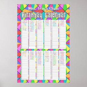 Twaalf Kleuren Aangepaste Eeuwigdurende Verjaardag Poster