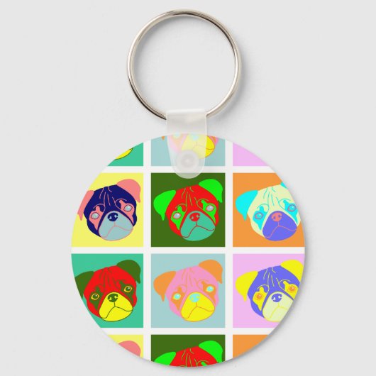 Twaalf kleurrijke honden sleutelhanger (Voorkant)
