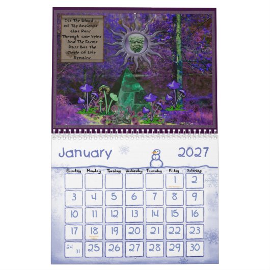 Twaalf maanden goddessen kalender (Jan 2027)