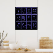 Twaalf Paarse Zodiac-signalen afdrukken Poster (Keuken)