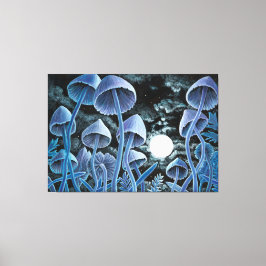 Twaalf paddo's bij volle maan canvas afdruk