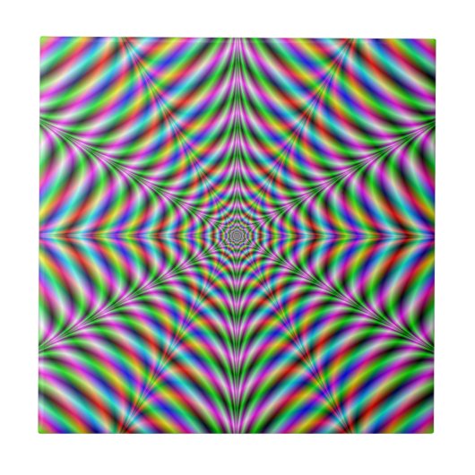 Twaalf Psychedelic Web tegel Tegeltje (Voorkant)