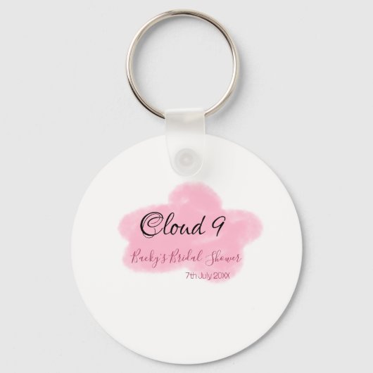 Twaalf roze zachte pastel bruidsdouche naamdatum sleutelhanger (Voorkant)