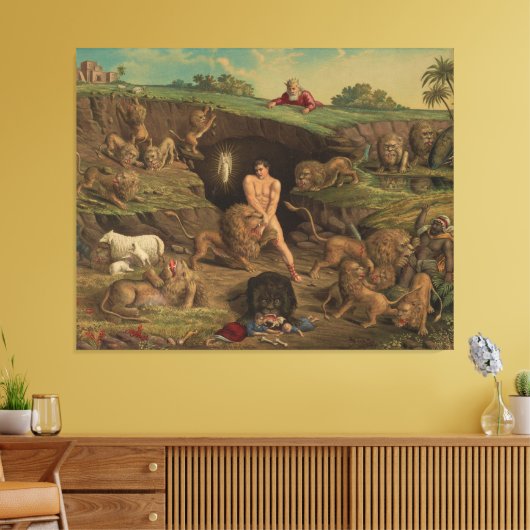 Twaalf terughoudendheid Daniel in de leeuwenkasten Canvas Afdruk (Insitu (Woonkamer))