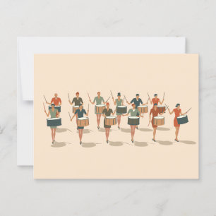 Twaalf trommelaars trommelen in mid-mod stencil-st briefkaart