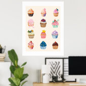 Twaalf waterverf cupcakes poster (Thuiskantoor)
