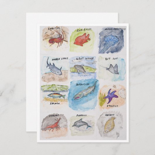 Twaalf Zee wezens Feestdagenkaart (Voorkant / Achterkant)