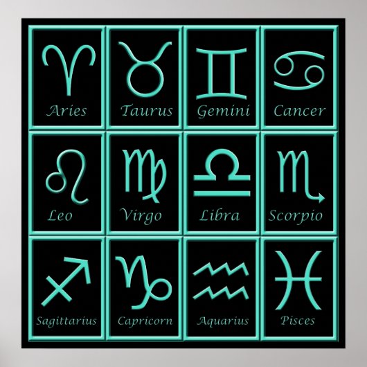 Twaalf Zodiac-signalen afdrukken Poster (Voorkant)