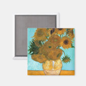 Twaalf zonnebloemen in een vaas (Stilleven-schilde Magneet (Voorkant / Achterkant)