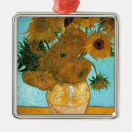 Twaalf zonnebloemen in een vaas (Stilleven-schilde Metalen Ornament