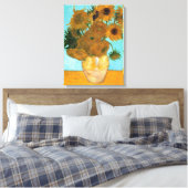 Twaalf Zonnebloemen in een Vase (stilstaand schild Canvas Afdruk (Insitu (Slaapkamer))
