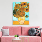 Twaalf Zonnebloemen in een Vase (stilstaand schild Canvas Afdruk (Insitu (Woonkamer))