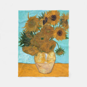 Twaalf Zonnebloemen in een Vase (stilstaand schild Fleece Deken