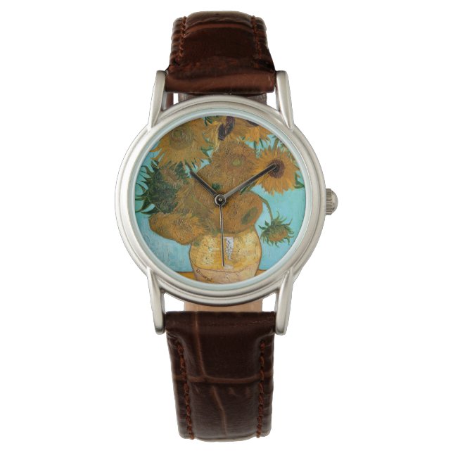 Twaalf Zonnebloemen in een Vase (stilstaand schild Horloge (Voorkant)