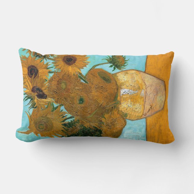 Twaalf Zonnebloemen in een Vase (stilstaand schild Kussen (Voorkant)