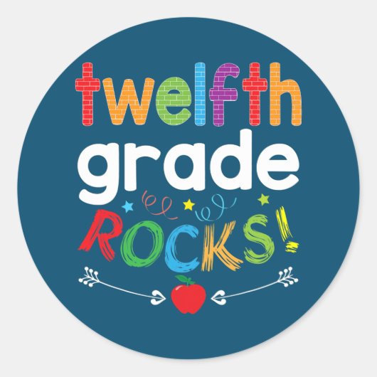 Twaalfde cursus Rocks 12e klas Ronde Sticker (Voorkant)