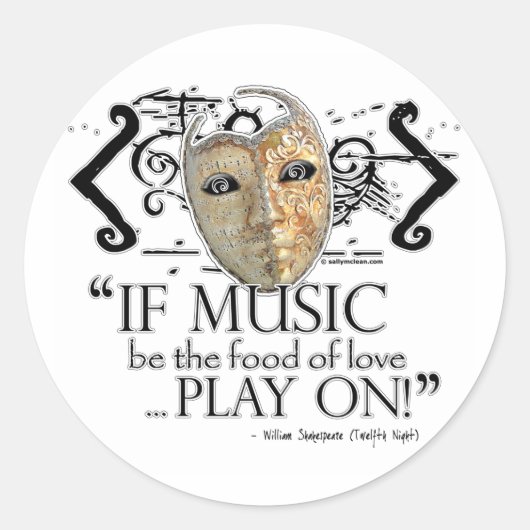 Twaalfde Night Music Quote Ronde Sticker (Voorkant)