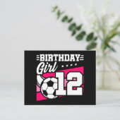 Twaalfjarig meisje voetbal verjaardag briefkaart (Staand voorkant)
