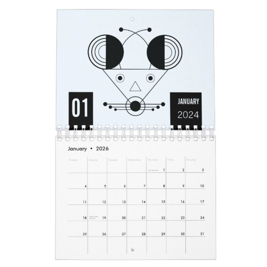 Twaalfvoudig Beest: een geometrische dierenriemrei Kalender (Jan 2026)