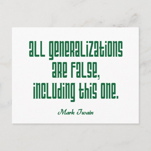Twain over generalisaties briefkaart (Voorkant)