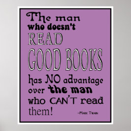 Twain's Read Good Books Quote Poster in Paars