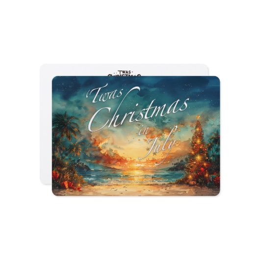 Twas Christmas in July Beach Holiday Kaart – 5x7 (Voorkant / Achterkant in situ)