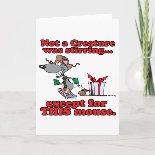 twas de cartoon van de kerstmuis feestdagen kaart (Voorkant)