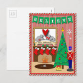 Twas de nacht voor Kerstmis · 4 kousen Feestdagenkaart (Voorkant / Achterkant)