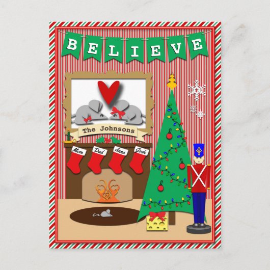 Twas de nacht voor Kerstmis · 4 kousen Feestdagenkaart (Voorkant)