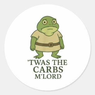 Twas The Carbs Lord Funny Frog Meme Middeleeuws Ronde Sticker